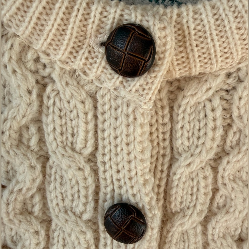 NWOT Aran Crafts | 100% Merino Wool Irish Cardigan Sweater | Size 12-18m - Picture 2 of 7